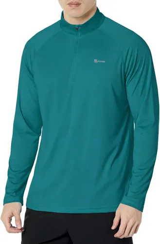Vista 5 de Men's UPF 50+ Rash Guard 1/4 Zip Stand Collar Swim Shirt Long Sleeve Berry Conservar