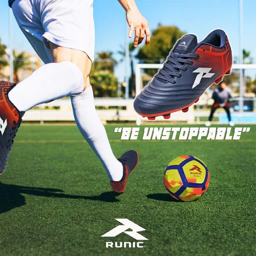 Vista 6 de RUNIC Tacos de fútbol para hombre, zapatos de fútbol, disponibles en césped, interiores y suelas firmes