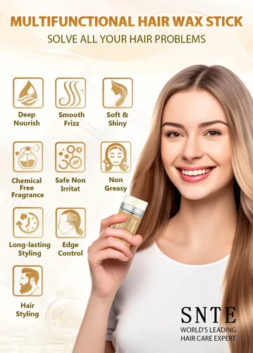 Vista 10 de Samnyte Barra de cera para el cabello Flyaway, barra domadora de cabello Fly Away para cabello de bebé, barra de acabado de cabello funciona en 3