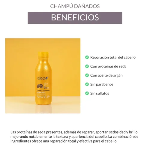 Vista 4 de ALEA - Champú reparador para cabello muy dañado - Línea capilar dañada - 16.9 fl oz - con proteínas de seda y aceite de argán - Libre de sulfatos