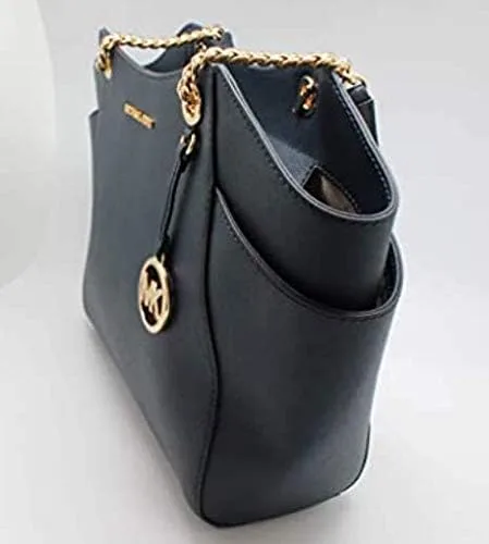 Vista 3 de MICHAEL Michael Kors Jet Set viaje Saffiano cadena grande hombro Total estilo 35T5GTVT3L Navy SaffianoGold Hardware