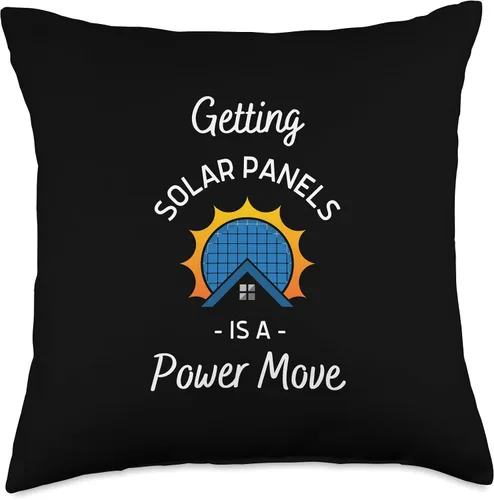 Vista 4 de Getting Solar Panels Is A Power Move Funny Solar Energy Sun Throw Pillow, 16x16, Multicolor