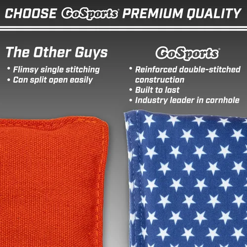 Vista 6 de GoSports Official Regulation Cornhole Bean Bags Set of 8 – for Competitive Cornhole Games - All Weather - American Stars and Stripes or Red and Blue