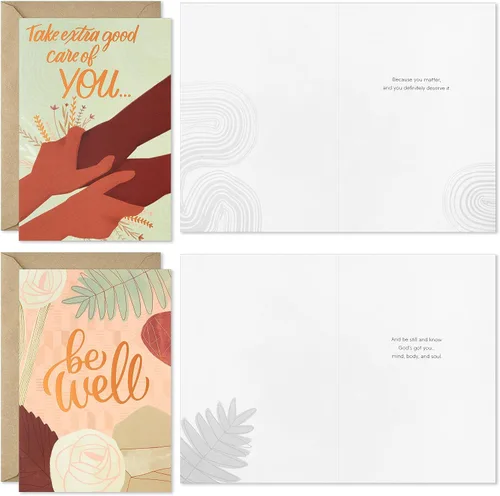 Vista 3 de Hallmark Surtido de tarjetas de caoba Thinking of You, Support, Get Well (16 tarjetas con sobres)