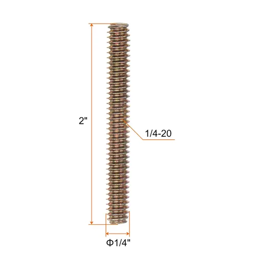 Vista 2 de uxcell 8 piezas de zinc de color totalmente roscado varilla 1/4"-20, 2" longitud, tornillo de rosca de acero al carbono para montaje de muebles