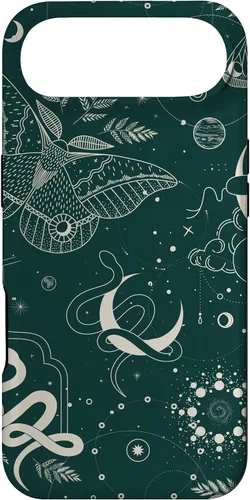 Vista 27 de Dark Green Mystical Witchcore Celestial Night Moth & Snake Case para iPhone 16