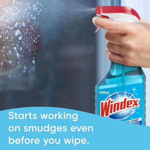 Vista 8 de Botella de Windex para limpiar vidrio y limpiador de ventanas, 100 % plástico reciclado, color azul original, 23 fl oz