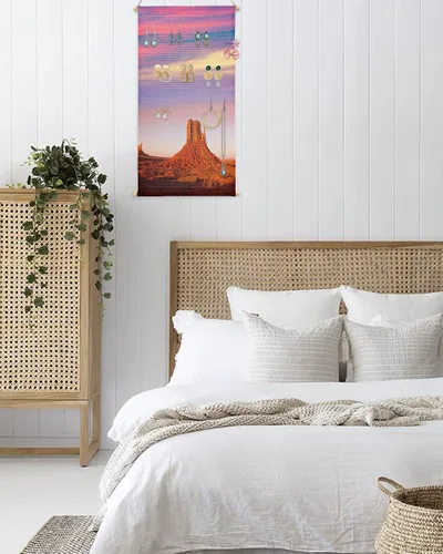 Vista 6 de Hanging Earring Jewelry Organizer Desert Dreamy Sunset Sundown Sky Natural Sand Building Landscape Earring Holder Necklace Earring Display Large