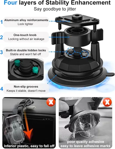 Vista 3 de Soporte para tablet para parabrisas de salpicadero de automóvil, [súper ventosa] para iPad soporte de automóvil, soporte de tableta resistente