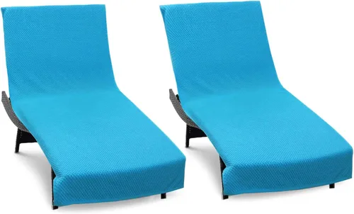 Vista 11 de COTTON CRAFT Funda para sillón de piscina - Paquete de 2 - Aqua Oversized 32 inch Wide x 82 inch Long & 7 inch Pocket Beach Chaise Cover - Soft