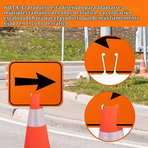 Vista 3 de Geetery - Señales de desviación naranja con flecha de tráfico, 3