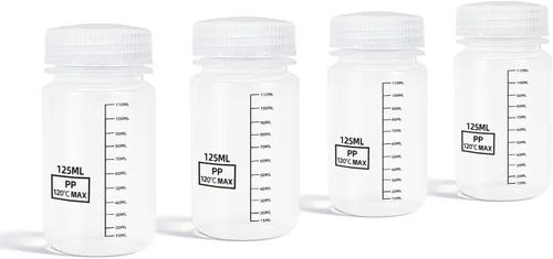 Vista 12 de DEMORA Botellas de plástico con tapas herméticas de 1 oz/30 ml, recipientes de líquidos de boca ancha de grado alimenticio, botellas de medición