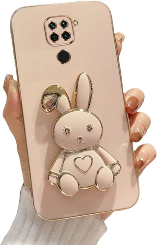 Vista 67 de Funda con soporte de conejo de corazón para Xiaomi Redmi A1, galvanizado suave TPU protector delgado a prueba de golpes con lindo conejito soporte