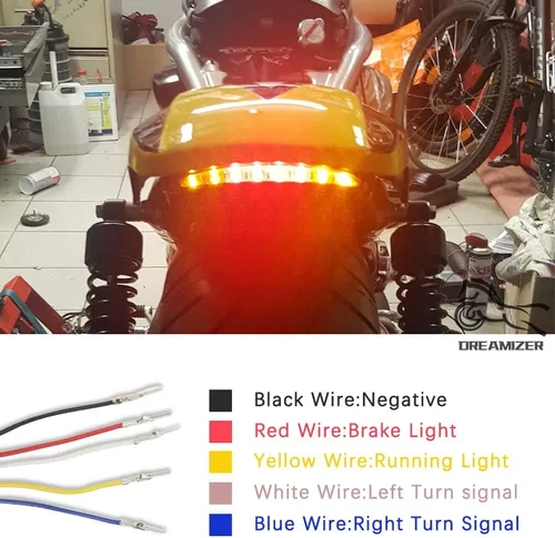Vista 5 de DREAMIZER Luz Trasera LED para Motocicleta, Borde del Guardabarros, Luz de Freno con Señales de Giro para Sportster XL883N XL1200N XL1200V XL1200X