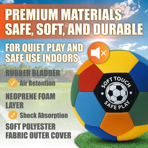 Vista 6 de Balón de fútbol interior tamaño 4 – Pelota suave silenciosa con 2 calcetines antideslizantes y bomba Pelota interior segura para pisos de madera