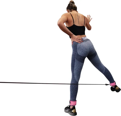 Vista 8 de Correas de tobillo Flexi MusCLES para máquinas de cable. Nuestras cómodas correas acolchadas ajustables para entrenamiento de tobillo con doble