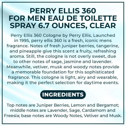Vista 7 de Perry Ellis 360 For Men Eau De Toilette Spray 6.7 onzas, transparente