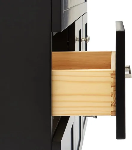 Vista 8 de DKB Bradford - Mueble de baño individual negro de 42 pulgadas con fregadero rectangular, encimera de mármol italiano de carrara con borde de 1.5