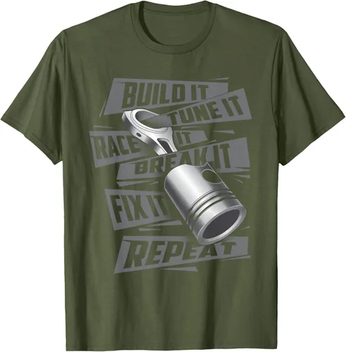 Vista 50 de Build It Tune It Race It Break It - Camiseta para entusiastas de los coches de carreras, talla S Negro