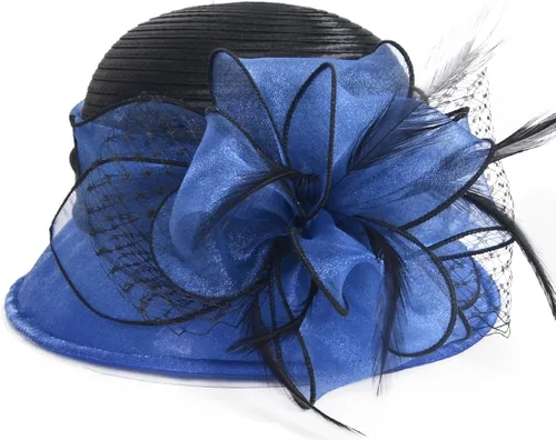 Vista 4 de VECRY Sombrero para mujer, estilo derby, con lazo, para bodas