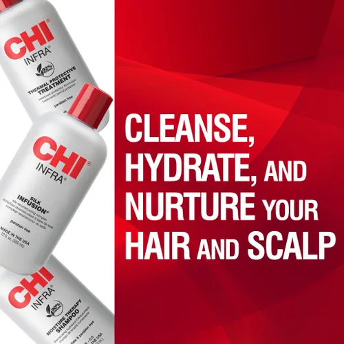 Vista 2 de CHI Kit de trío con champú CHI Infra, tratamiento CHI Infra e infusión de seda CHI