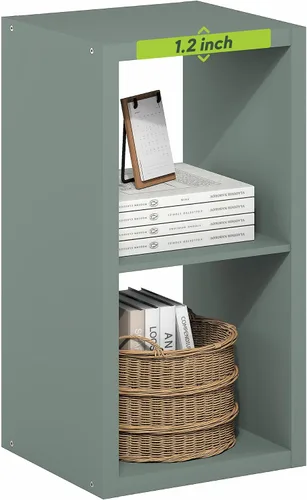 Vista 44 de Furinno Estantería para cubículos, estantería apilable, organizador de almacenamiento en cubos con parte trasera abierta, extragruesa, 15.8 x 15.8 x