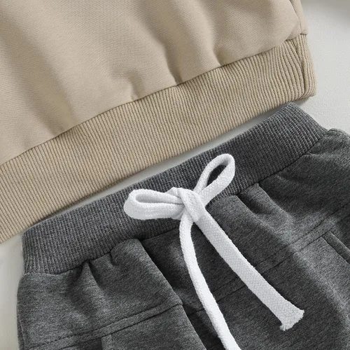 Vista 36 de Conjunto de 2 piezas de sudadera con estampado de letras y cuello redondo para bebé niño