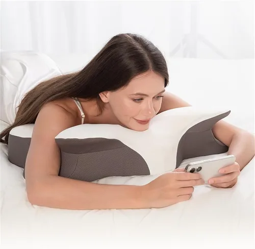 Vista 7 de Almohada cervical para el cuello para aliviar el dolor, almohadas ergonómicas de espuma viscoelástica de tamaño Queen para dormir de lado y espalda