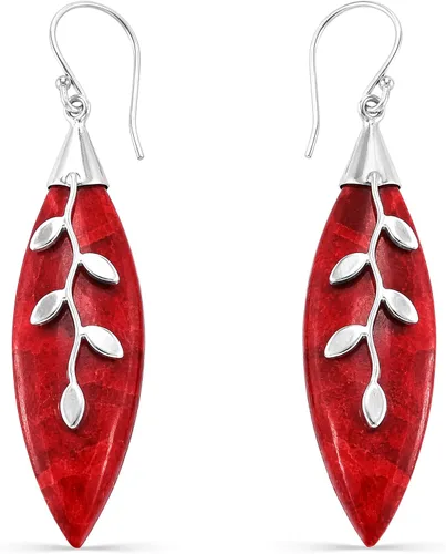 Vista 14 de Red Coral Drop Dangle Earrings for Women in 925 Sterling Silver 01 - Coral