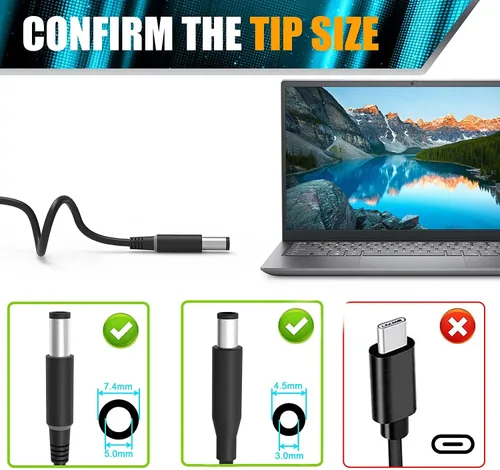 Vista 3 de SZGUDULO Cargador para portátil de 130 W para cable de alimentación de Cargador de portátil de 130 W para Dell XPS 15 Inspiron 7559 Precision 5510