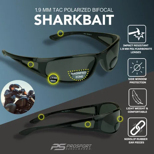 Vista 4 de proSPORT Pesca Polarizada Bifocal Sunglass Mens Anti-Glare Side Shield Pescador