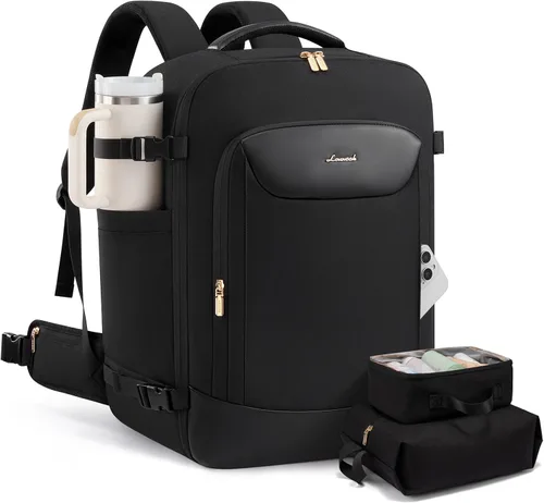 Vista 26 de LOVEVOOK Mochila de viaje para mujeres y hombres, bolsa de viaje para artículos personales de la TSA para laptop de 17.3 pulgadas aprobada por
