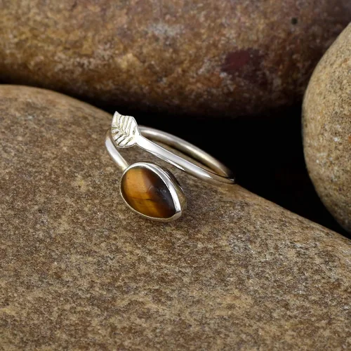 Vista 2 de Sechi By Siblings Anillo de plata de ley 925 con diseño de ojo de tigre para niñas y mujeres