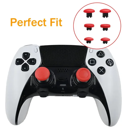 Vista 2 de Palancas de pulgar 6 en 1 de repuesto para controlador PS5 Dualsense, palancas para controlador de borde PS5, piezas de accesorios para PS5 Rojo