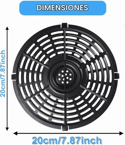 Vista 2 de Accesorios para freidora de aire Chefman TurboFry de 3.6 cuartos de galón, freidora de aire redonda antiadherente de 7.87 pulgadas, placa