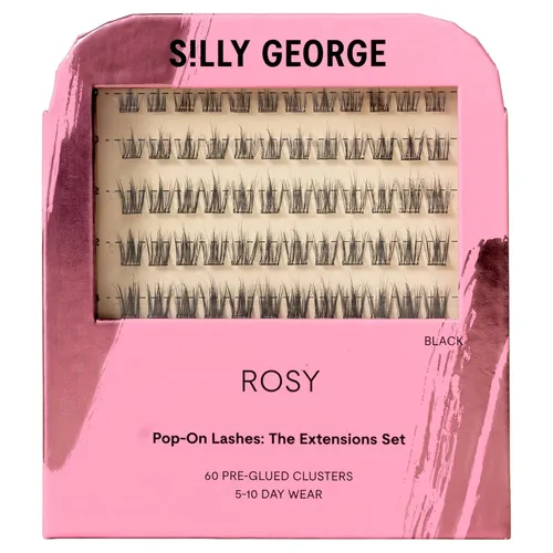 Vista 14 de Silly George Pestañas Pop-On – racimos de pestañas postizas prepegadas de 1 paso para bricolaje, extensiones de aspecto natural, Negro - Bloom