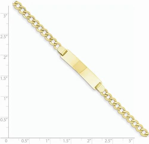 Vista 3 de Pulsera de identificación de eslabones cubanos de oro amarillo de 14 quilates con cierre de mosquetón seguro, Oro