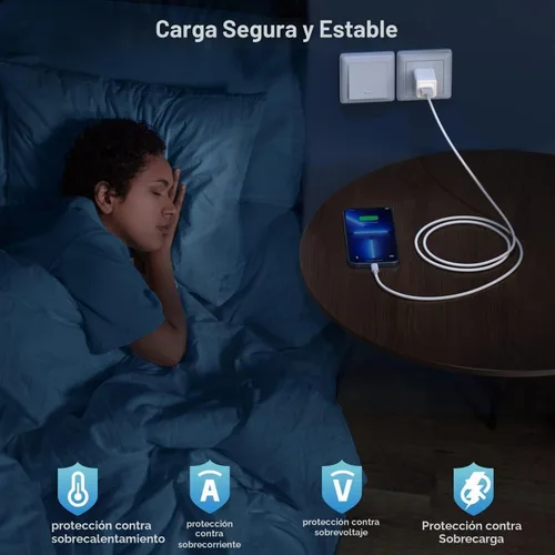 Vista 2 de Cargador para iPhone [certificado Apple MFi] Paquete de 2 cables Lightning de carga QC para iPhone USB Data Sync Cord with USB A Wall Charger