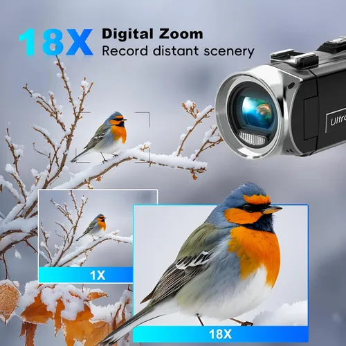 Vista 4 de Cámara de vídeo 4K, videocámara UHD de 36MP para vlogging en YouTube, zoom digital de 18 aumentos, pantalla IPS de 3" con rotación de 270°