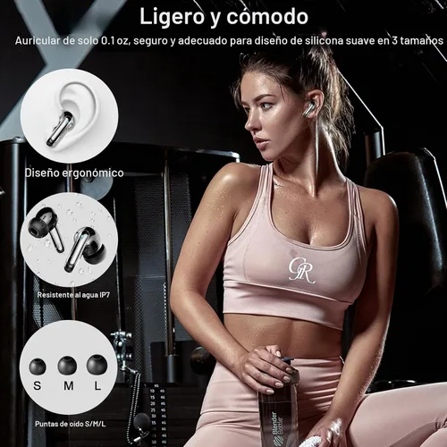 Vista 6 de Auriculares inalámbricos, auriculares Bluetooth 5.4, micrófono con cancelación de ruido ENC con graves estéreo, auriculares de reproducción de 40
