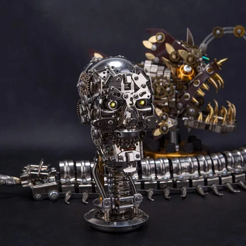 Vista 9 de LOCHE Kit de modelo de rompecabezas de metal 3D, kit de esqueleto mecánico steampunk de metal 3D, rompecabezas 3D, rompecabezas láser 3D, ensamblaje