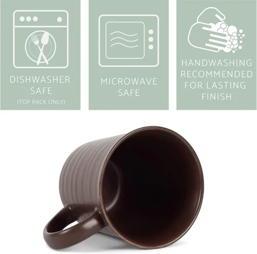 Vista 4 de Elanze Designs Tazas de café de cerámica de 17 onzas con acabado esmaltado mate marrón, paquete de 2