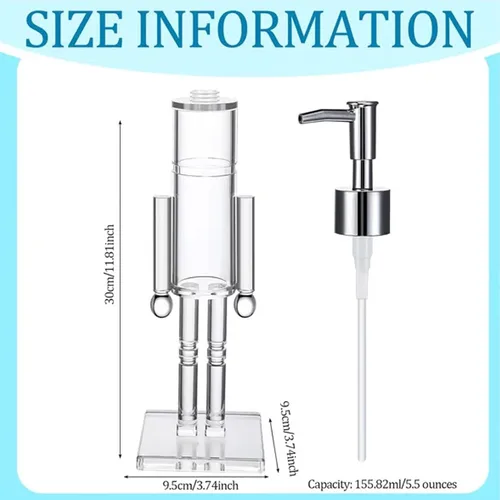 Vista 3 de Dispensador de jabón Cascanueces, Dispensador de jabón navideño Cascanueces de acrílico transparente, Dispensador decorativo recargable con Bomba