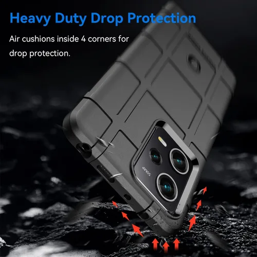Vista 3 de Funda delgada para Xiaomi Poco X5 Pro, funda para Redmi Note 12 Pro 5G, resistente funda protectora con grado militar a prueba de golpes y Negro