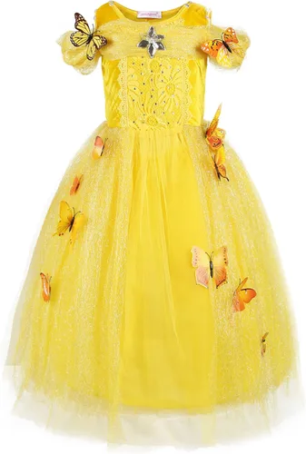 Vista 10 de JerrisApparel Vestido de niña de flores, disfraz de princesa mariposa para niña