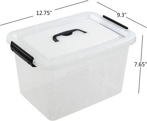 Vista 2 de Farmoon Contenedor de almacenamiento transparente de 12 cuartos de galón, caja apilable de plástico con tapa y mango negro