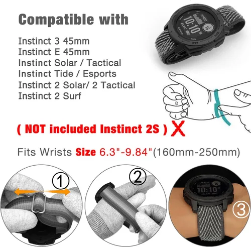 Vista 5 de Abanen Correas de reloj de nailon estilo militar de 0.866 in para Garmin Instinct 3 1.772 in/Instinct 2 Solar, tela tejida duradera correa