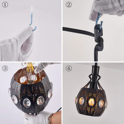 Vista 9 de YLONG-ZS Lámpara Colgante Swag Luces con Enchufe Luz Colgante con Enchufe, Luces Colgantes con Cable con Enchufe Pequeña Negra Vintage Rústica