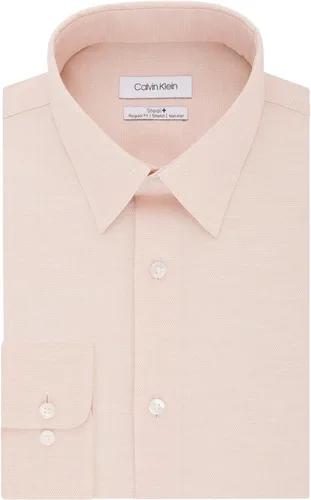 Vista 11 de Calvin Klein Camisa de vestir para hombre, ajuste regular, sin planchado, elástica, sólida Ceniza