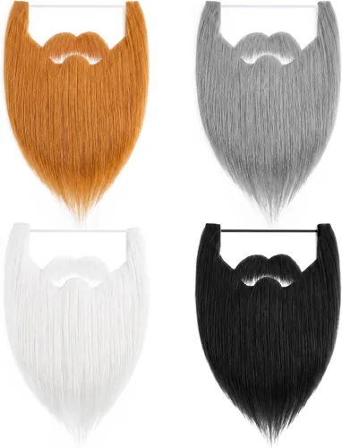 Vista 8 de 4PCS Fake Beards Halloween Wizard Gnome Beard Cosplay Costume Marrón